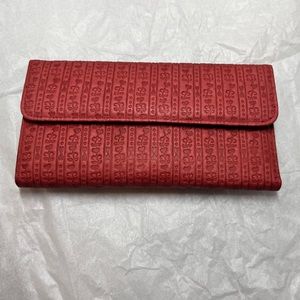 Red Soft Leather Buxton Wallet Heart Pattern